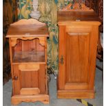 LATE 19TH CENTURY PINE BEDSIDE LOCKER TOGETHER WITH ANOTHER PINE BEDSIDE LOCKER