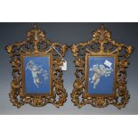 *A PAIR OF LATE 19TH / EARLY 20TH CENTURY GILT METAL PICTURE / PHOTOGRAPH FRAMES, WITH PIERCED
