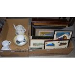 RAILWAYANA - BOX CONTAINING ASSORTED CERAMICS AND GLASS, TOGETHER WITH A BOX OF ASSORTED TRAIN