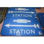RAILWAYANA - TWO BRITISH RAILWAYS SCOTTISH REGION ENAMEL STATION/ PLATFORM SIGNS, ONE WITH ARROW