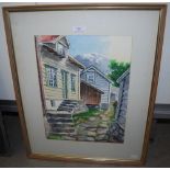 LATE 20TH CENTURY NORWEGIAN SCHOOL, 'STONE PATH', WATERCOLOUR ON PAPER, SIGNED INDISTINCTLY 'A