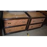 A PAIR OF 20TH CENTURY CANEWORK TWO DRAWER CHESTS
