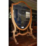 LATE 19TH/ EARLY 20TH CENTURY MAHOGANY DRESSING TABLE MIRROR WITH SHIELD-SHAPED MIRROR PLATE