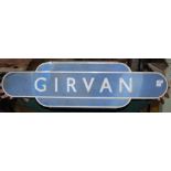 RAILWAYANA - A BRITISH RAILWAYS SCOTTISH REGION ENAMEL TOTEM SIGN, 'GIRVAN', 91CM WIDE.