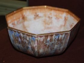 EARLY 20TH CENTURY WEDGWOOD LUSTRE BOWL OF OCTAGONAL FORM, DESIGNED BY DAISY MAKEIG JONES