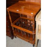 LATE 19TH CENTURY ROSEWOOD AND BOXWOOD LINED COMBINATION WHATNOT/ THREE-DIVISION CANTERBURY FITTED