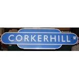 RAILWAYANA - BRITISH RAILWAYS SCOTTISH REGION ENAMEL TOTEM SIGN 'CORKERHILL', 91CM WIDE.