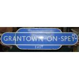 RAILWAYANA - A BRITISH RAILWAYS SCOTTISH REGION ENAMEL TOTEM SIGN, 'GRANTOWN-ON-SPEY EAST', 92CM