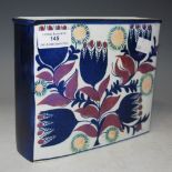 ROYAL COPENHAGEN RECTANGULAR VASE DECORATED WITH MODERNIST FLORAL PATTERN TO BOTH SIDES IN LUSTRE