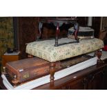 GROUP OF FURNITURE TO INCLUDE FLORAL UPHOLSTERED RECTANGULAR CENTRE STOOL, LATE 19TH CENTURY