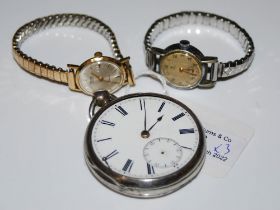 CHESTER SILVER CASED OPEN-FACED POCKET WATCH, THE MOVEMENT SIGNED 'THOMAS RUSSELL & SON, MAKER TO