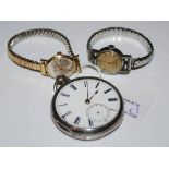 CHESTER SILVER CASED OPEN-FACED POCKET WATCH, THE MOVEMENT SIGNED 'THOMAS RUSSELL & SON, MAKER TO