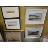 A GROUP OF FIVE FRAMED DECORATIVE PICTURES