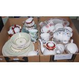 TWO BOXES - ASSORTED PART TEA SETS TO INCLUDE ROYAL STANDARD, COLCLOUGH, MONTROSE GLADSTONE AND