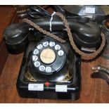 VINTAGE BLACK AND GILT BELL TELEPHONE COMPANY ROTARY DIAL TELEPHONE, NORTHERN 3983.