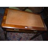 VICTORIAN MAHOGANY SIDE TABLE/ DESK, THE TOP WITH GILT TOOLED LEATHER INSERT ABOVE TWO FRIEZE