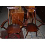 PAIR OF ERCOL SPINDLE-BACK ELBOW CHAIRS