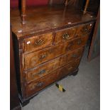 A LATE 17TH / EARLY 18TH CENTURY WILLIAM AND MARY WALNUT CHEST OF THREE SHORT OVER THREE LONG