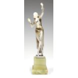 JOSEF LORENZL (AUSTRIAN 1892-1950), A SILVERED BRONZE AND CARVED IVORY FIGURE OF A DANCER,