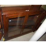 EARLY 20TH CENTURY STAINED OAK BOOKCASE WITH TWO GLAZED DOORS AND TWO ADJUSTABLE SHELVES