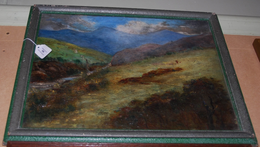 EARLY 20TH CENTURY BRITISH SCHOOL HIGHLAND LANDSCAPE OIL ON CANVAS, SIGNED INDISTINCTLY 'J. VERYUG-