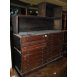 VICTORIAN STAINED PINE SPECIMEN CHEST OF SIXTEEN DRAWERS