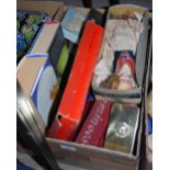 BOX - ASSORTED ITEMS TO INCLUDE VINTAGE DOLL, TWO HARRY POTTER BOOKS, VARIOUS GAMES ETC