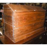 LATE 19TH/ EARLY 20TH CENTURY PINE STORAGE KIST WITH THREE HINGED COVERS OPENING TO METAL-LINED
