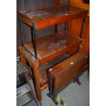 A 19TH CENTURY MAHOGANY SUTHERLAND TABLE WITH BOBBIN TURNED SUPPORTS, TOGETHER WITH AN EARLY 20TH