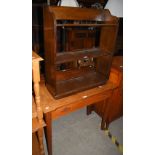 MID-CENTURY SIDE TABLE WITH SINGLE FRIEZE DRAWER, TOGETHER WITH AN OAK THREE-TIER HANGING SHELF