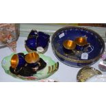A COLLECTION OF CARLTONWARE TO INCLUDE A BLUE GROUND BOWL DECORATED WITH BASKET OF FLOWERS, EIGHT