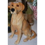 A LARGE BESWICK FIGURE OF A YELLOW LABRADOR, BLACK STAMP TO THE BASE, 33CM HIGH
