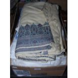 BOX - ASSORTED LINEN, NAPERY, WHITE GROUND EMBROIDERED SHAWL