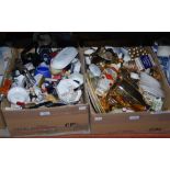 TWO BOXES - ASSORTED HOUSEHOLD GOODS, CERAMICS, EP WARE, ORNAMENTAL OBJECTS,