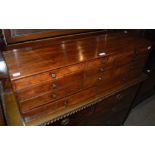 LATE 18TH / EARLY 19TH CENTURY MAHOGANY TABLETOP CHEST OF DRAWERS, THE HINGED RECTANGULAR TOP