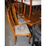 AN EARLY 20TH CENTURY OAK REFECTORY TABLE, TOGETHER WITH FOUR EARLY 20TH CENTURY QUEEN ANNE STYLE