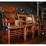 SET OF THREE LATE 19TH/ EARLY 20TH CENTURY SIDE CHAIRS AND AN EARLY 20TH CENTURY STAINED BEECH