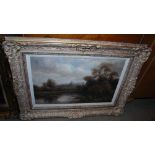 S. FOSTER, RIVER LANDSCAPE WITH DISTANT CASTLE, OIL ON CANVAS SIGNED LOWER RIGHT, TOGETHER WITH A