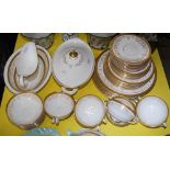 A ROYAL DOULTON BELMONT PATTERN WHITE AND GILT PART DINNER SET