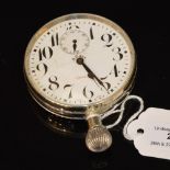 AN EARLY 20TH CENTURY DOXA 8-DAY SWISS MADE CHROME PLATED GOLIATH POCKETWATCH WITH ARABIC NUMERAL