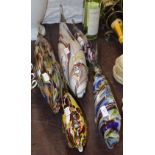 FIVE ASSORTED MURANO STYLE CLEAR AND COLOURED GLASS MODELS OF FISH