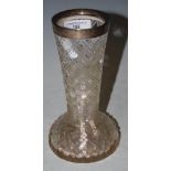 A BIRMINGHAM SILVER MOUNTED CUT GLASS FLOWER VASE