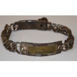 A 19TH CENTURY WHITE METAL AND BRASS DOG COLLAR, INSCRIBED 'ROBT.MARTIN 8 ST PATRICK, SQR.'