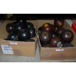 TWO BOXES - ASSORTED LOOSE BOWLING BALLS