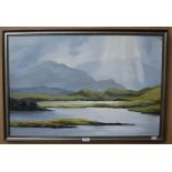 CONTEMPORARY SCOTTISH SCHOOL, LOCH BORRALIE AND FOINAVEN, OIL ON BOARD, INITIALLED 'GPO?' AND