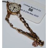A VINTAGE 9CT GOLD CASED LANCO LADIES WRISTWATCH WITH 9CT GOLD BRACELET STRAP, GROSS WEIGHT 12.