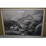 TWO FRAMED 19TH CENTURY SPORTING ENGRAVINGS, A SCENE OF MEN FISHING AND A COVET OF PTARMIGAN, EACH