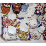 A COLLECTION OF ASSORTED CONTINENTAL PORCELAIN TO INCLUDE THREE DRESDEN CUPS AND SAUCERS, MEISSEN