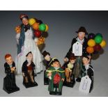 SIX ASSORTED ROYAL DOULTON DICKENS FIGURES, TOGETHER WITH A FIGURE OF 'THE BALLOON MAN HN1954'