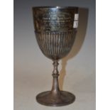 AN ELECTROPLATED PRESENTATION GOBLET FOR 'ARGYLL & SUTHERLAND HIGHLANDERS REGIMENTAL SPORTS, DRUM